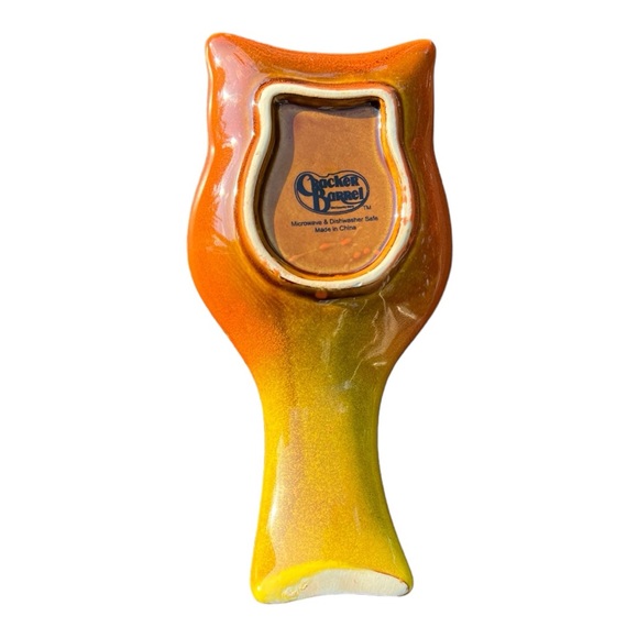 Cracker Barrel Orange and Yellow Owl Spoon Rest - Picture 4 of 4